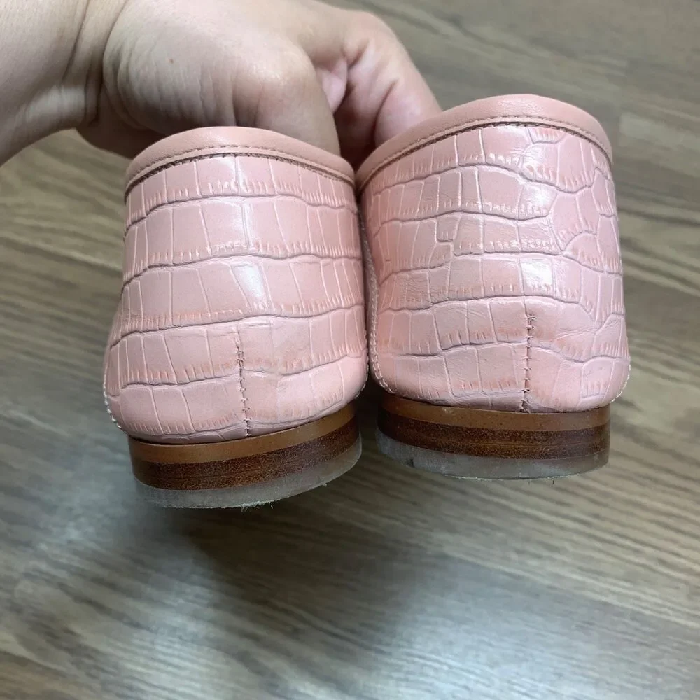Sam Edelman‎ Lior Women's Slip-On Loafers 9.5 Pink Almond Toe Croc-Embossed
